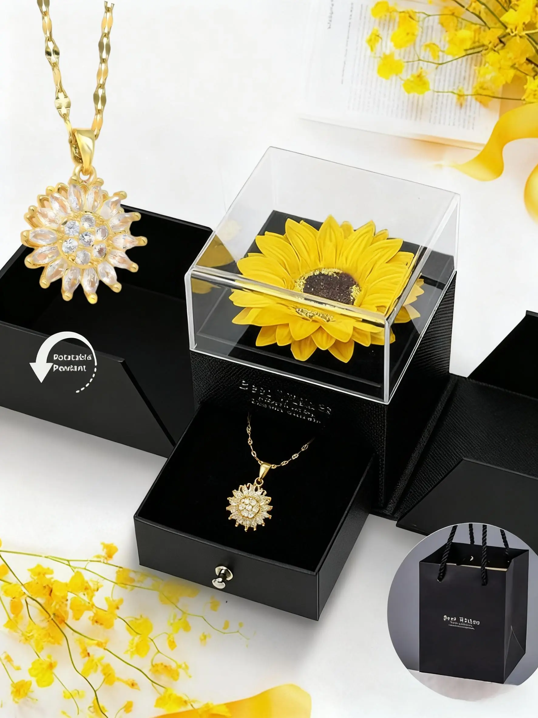 Artificial Sunflower Gifts for Women Her Daughter Girlfriend Wife Mom Friends Sisters Aunt, You are My Sunshine Bling Elegant Necklace Exquisite Jewelry Gift with Gift Box for Birthday Wedding Mother's Day Xmas Present