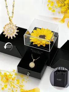Artificial Sunflower Gifts for Women Her Daughter Girlfriend Wife Mom Friends Sisters Aunt, You are My Sunshine Bling Necklace with Gift Box for Birthday Wedding Mother's Day Xmas Present