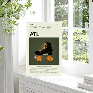 ATL Roller Skate Poster, Vintage Poster, Retro Poster, Midcentury Art, Mid-Century Modern Halloween Poster