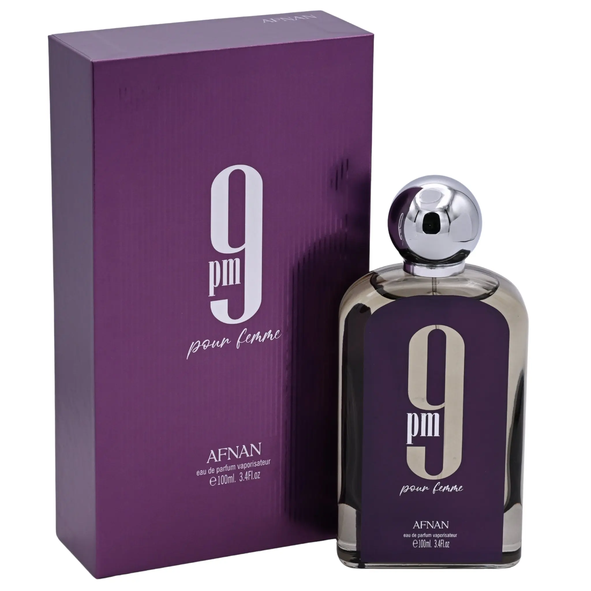 Afnan 9 PM Pour Femme Eau de Parfum Spray, 3.3 oz - Warm Spicy Amber Vanilla EDP Scents with Lavender & Patchouli for Women, Fragrance Product, Women's Fragrance, 3.3 Fl Oz, Vanilla Scents