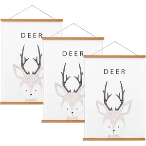 3 Pack  Poster Hanger Frame, Teak   Poster Frame for Posters, Prints, Photos, Pictures, Maps, Scrolls, and Canvas Artwork