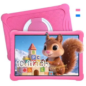 10.1 Inch Educational Toddler Tablets PC, Parental Control, Smart Software, Sim Card Support, Multi-Functional, Shockproof Case, Dual Camera, HD Screen, No Adapter, Blue/Pink