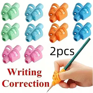 2-Pack Silicone Grip Writing Tool for Kids, Dual-Finger Pen Holder, Pencil Grips, Writing Correction Aid, Learning Supplies for Children, Pencil Holder