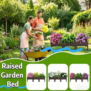 Practical elevated plastic planter box with drainage — balcony/outdoor vegetable and flower pot; square elevated planter box with drainage — courtyard/balcony vegetable garden planter pot