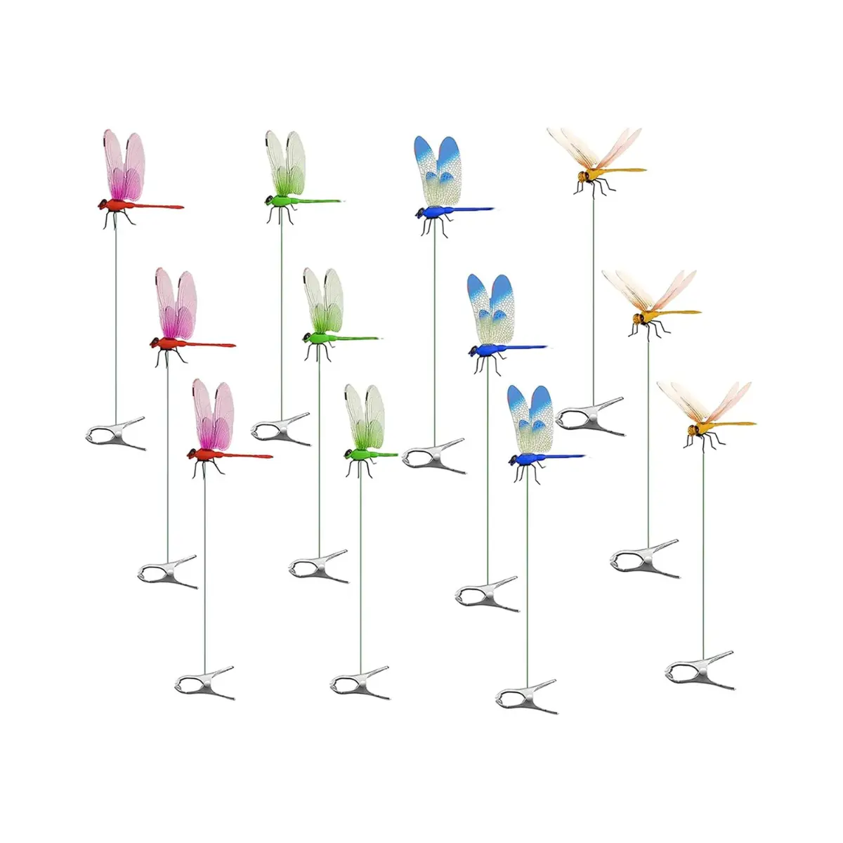 12 PCS Dragonfly Clips – Bug Repellent Garden Decor Fly Scare Devices