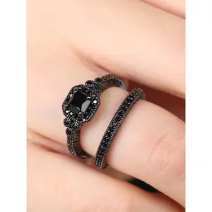 2counts/set Women's Elegant Fashion Rhinestone Decorated Ring, Casual Versatile Accessories, Streetwear Cubic Zirconia Jewelry