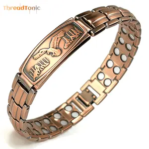 ThreadTonic Copper Bracelet for Men 99.99% Pure Copper Magnetic Jewelry Gift with Adjustable Sizing Tool Eagle Pattern Therapy Bracelet