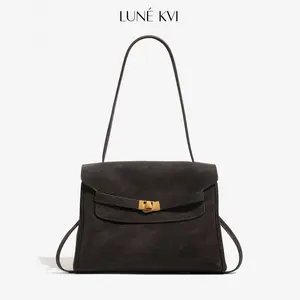 LUNÉ KVI New Vintage-Inspired Brushed Suede Handbag Unique Women's Handbag Trendy Niche Design Kelly Bag Stylish and Versatile Shoulder Bag Spacious, High-Quality Crossbody Bag