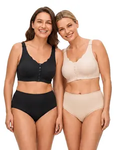 SOFT INTENTION Front Closure Bra Jelly Bra Plus Size Seamless Bra with Adjustable Straps Nursing Bra