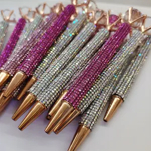 Diamond Ballpoint Pen, Aesthetic Pens, Inlaid With Sparkling Crystal Rhinestones, Crystal Embellishment, Metal Body, Black Ink, Smooth Writing, Signature Pen Or High-End Gift Pen, Suitable For Weddings, Bridal Gifts, Business And Office Use