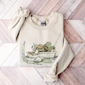 Frog & Toad Fishing Unisex Sweatshirt, Fishing Frogs Shirt, Fathers Day Tee, Matching Family Sweatshirt, Retro Frog Lover Shirt