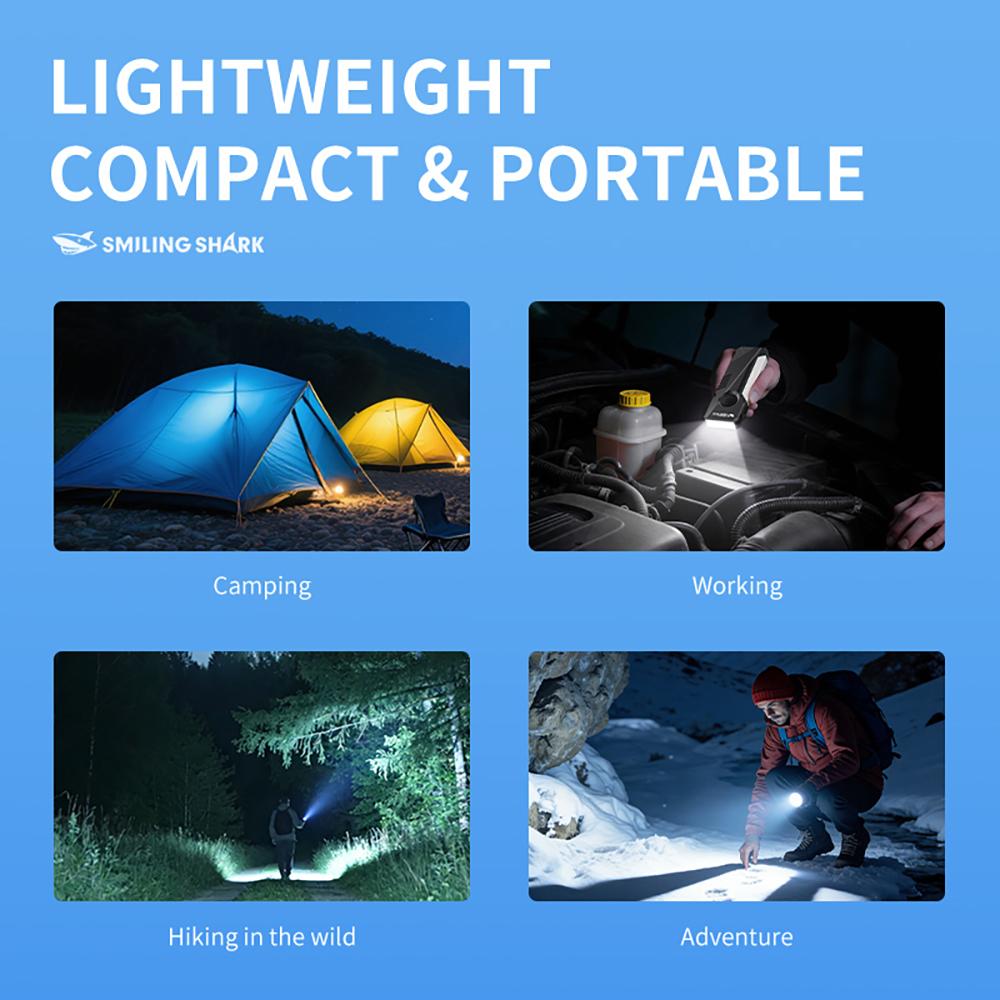 SmilingShark Compact Portable USB Rechargeable LED Flashlight - SD-5471, 650mAh, Small Form, Magnetic Base, 6 Modes, Type-C Charging, Outdoor Camping & Hiking Emergency Light, Portable Flashlight, Usb Rechargeable Flashlight