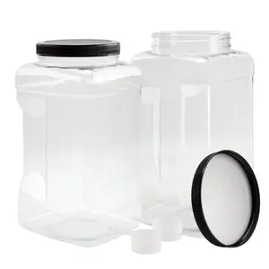 Square Gallon Size Clear Plastic Canisters (2-Pack)