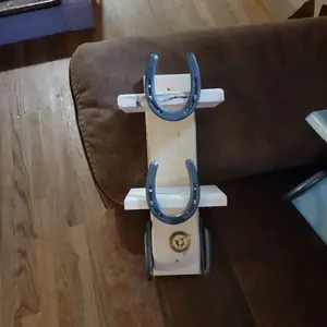 HTR4 Hand Towel Rack 4 Horseshoe Rustic Decor Accessory 6" X 15" for Kitchen Bathroom or Restroom Wooden