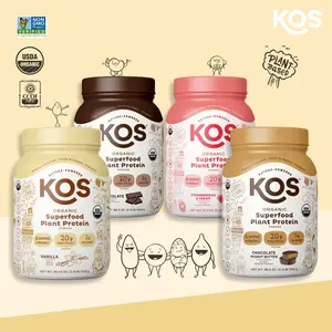KOS Organic Superfood Plant Protein Powder, Vanilla Flavor — 20g Protein, 12 Vitamins & Minerals, No Erythritol, USDA Certified — Meal Replacement for Women and Men