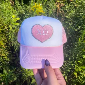 Chi Omega Embroidered Heart Patch Hat