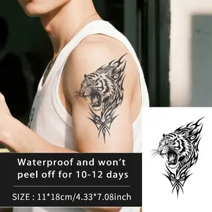 Large Tiger Temporary Tattoo Sticker, Waterproof Long-Lasting 7-15 Days, Semi-Permanent Herbal Tattoo, Non-Glare Fake Tattoo for Men and Women