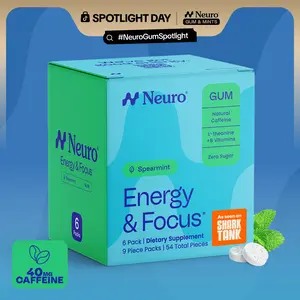 Neuro Energy Caffeine Gum/Mints for Energy & Focus - Sugar-Free with L-theanine, Caffeine, Vitamin B12 & Vitamin B6 - Spearmint Flavor