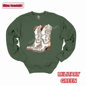 Boots Fake Rhinestone Gildan Sweatshirt