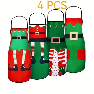 Polyester Christmas Apron Set, 4 Pcs Sleeveless Kitchen Aprons, Breathable Cooking Unisex Aprons, Gift for Daughter Mother Wife Girlfriend Sister Aunt,Thanksgiving Gift,Christmas Gift,Autumn Apron, Winter Apron