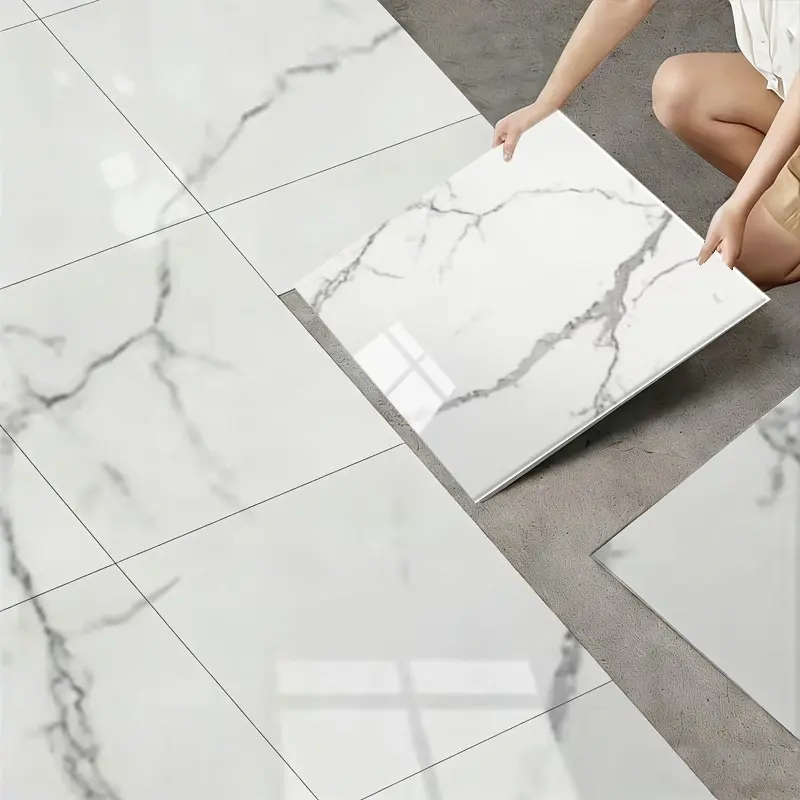 Waterproof Marble Tile Wall Panels, Self-Adhesive Splash Guard, 11.8 X 11.8 Inches, 10/20/50 Pieces, Home Bathroom Kitchen Living Room, Waterproof Durable PVC Material, PVC Wall Tiles