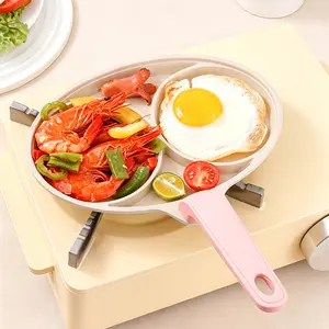 Double Hole Fry Pan, Non-Stick Stone Coated Egg Cooker, Sandwich Burger Grill, Compatible with Induction & Gas Stoves, Home Use