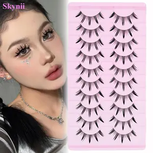 10 Pairs Manga Lashes Anime Cosplay Lashes Janpanese Style 16mm Spiky Lashes Extensions Manhua Natural Makeup Look Doll Eye Lashes Daily & Party by Skynii
