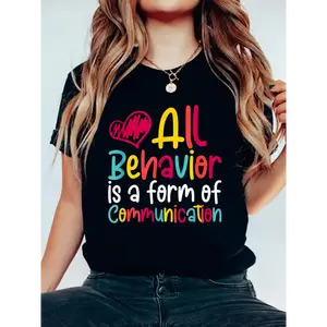 [100% Cotton] Women'S Soft Round Neck Black T-Shirt - Educational Quote Top For Teachers, Parents, Counselors - Everyday Casual Shirt For, Home, Office - Inspirational Behavior Message Apparel, Wear, Graphic Text Tee, C Golf Gift T-Shirt For Men And Women