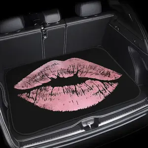 1pc Pink Lip Print Car Trunk Mat | Vibrant Design, Durable Polyester Fiber, Universally Fits Vehicles, Perfect for Housewarming Gift, Character Decoration