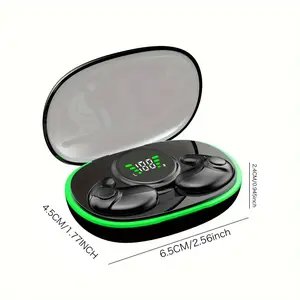 Ultra-thin wireless sleep earphones, mini invisible earbuds, long-lasting battery earphones, featuring a high-definition microphone, Type-C charging, volume control, and compatibility with mobile phones