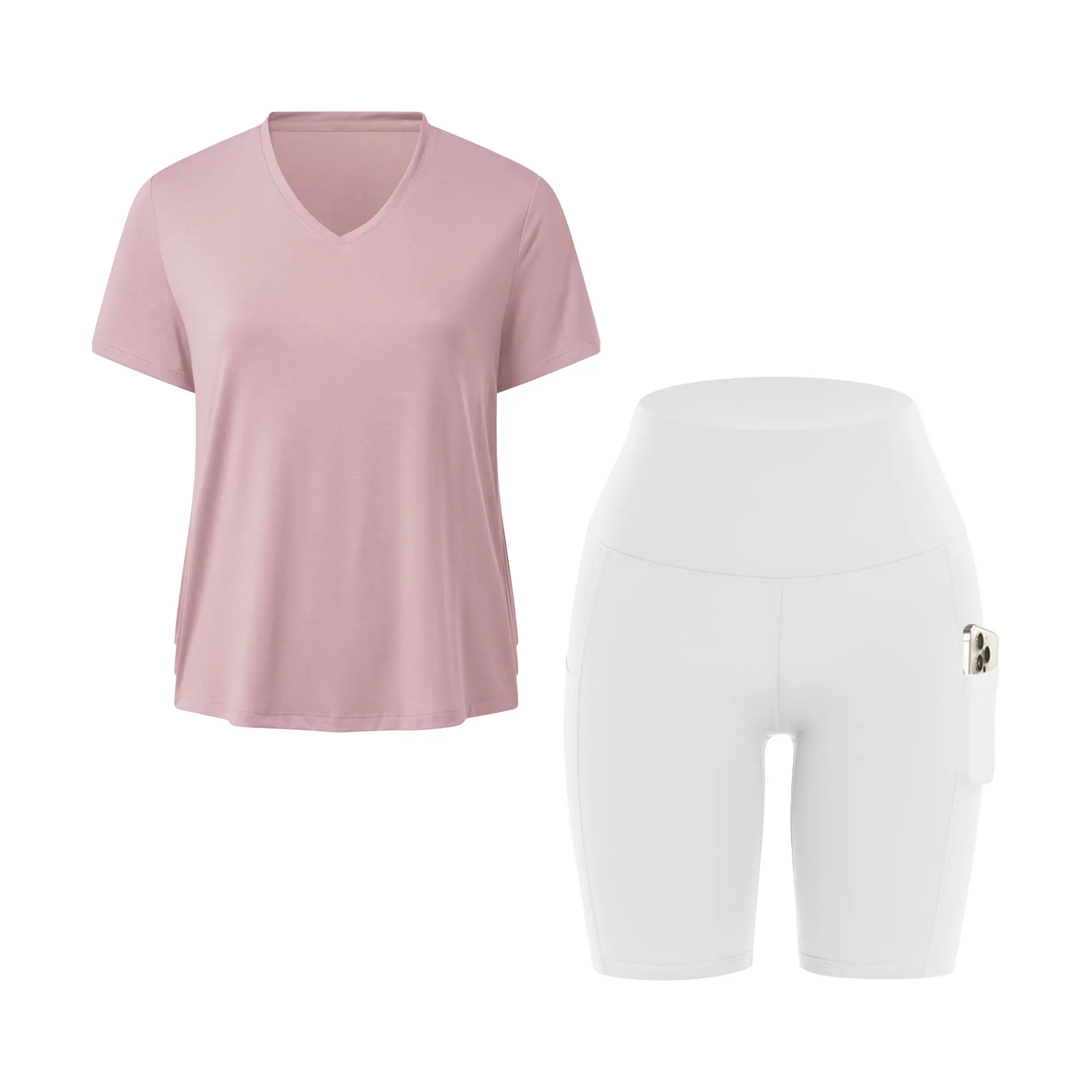 Pink T-Shirt+White Shorts
