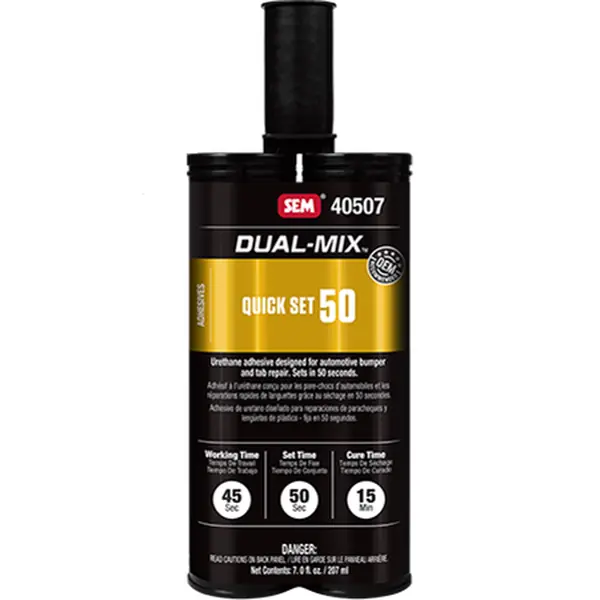 SEM Paints SEM40507 Automotive Urethane Plastic Repair Paint, 7oz 50-Second Dual-Mix Quick Set