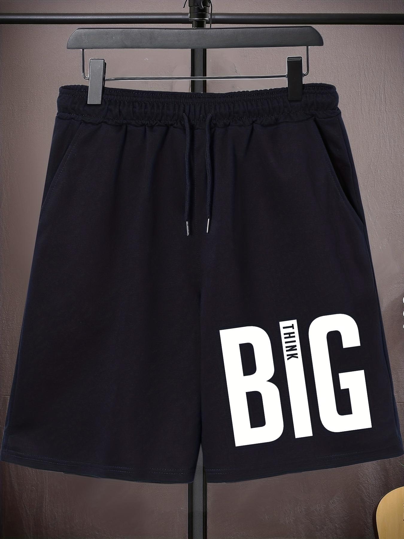 Men's Plus Size Print Drawstring Flat Front Active Shorts Plain Color Oversized Elastic Short Sports Pants for Spring Summer for Big And Tall Guys, PLUS SIZE