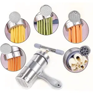 XIAN Manual Pasta Maker, Stainless Pasta Maker Juice Squeezing Machine,for Make Different Thickness and Shape Noodles and Fettuccine, with 5 Noodle Mould