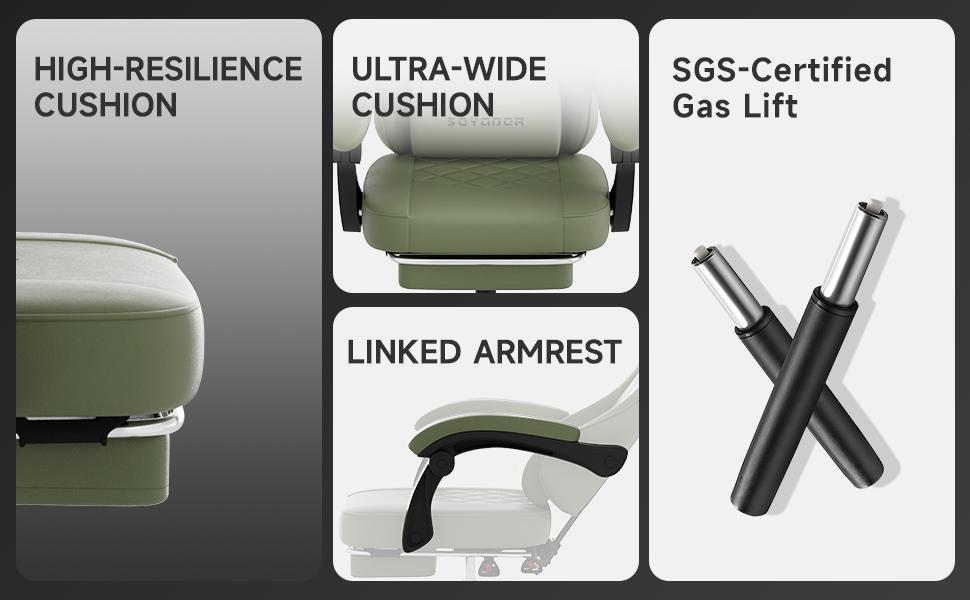 Solid-Color Minimalist Gaming Chair with Footrest | Ergonomic Reclining Office Chair. Breathable durable leather, spine-supporting, wide padded seat.300 lbs capacity. Ideal for home office, gaming and live streaming.    silent caster