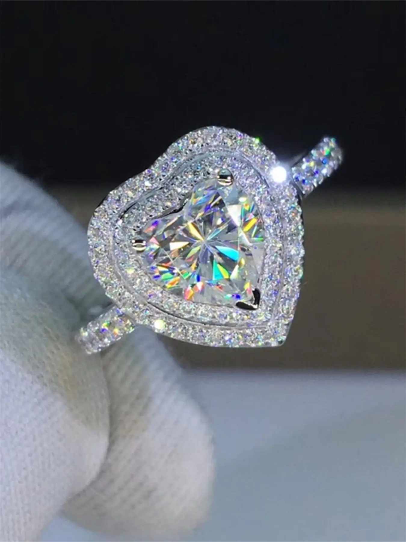 1 PC Fashion Heart Cubic Zirconia Ring For Women For Wedding Engagement Anniversary Party Jewelry Mother's Day Gift Elegant Engagement Ring