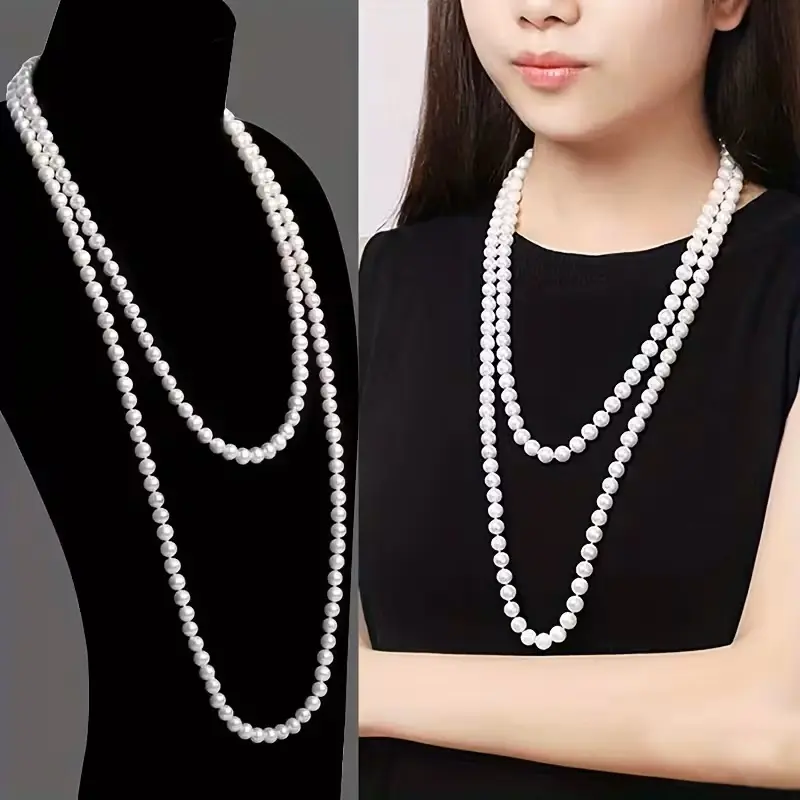 Long Sweater Necklace for Women, Double Layer, Versatile Minimalist Luxury Accessory, Winter Decoration