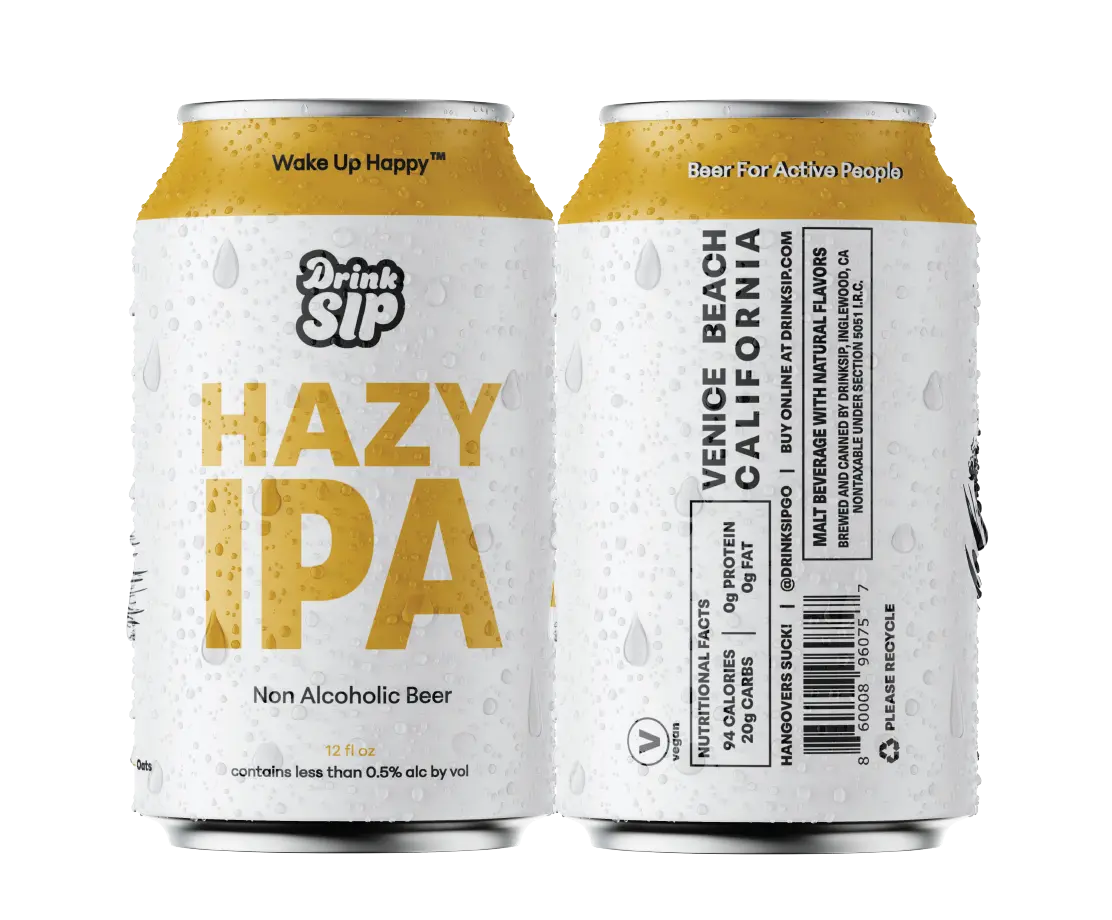 DRINKSIP Hazy IPA Non-Alcoholic Beer Soft Sweet Beverage 12 fl oz Can Wake Up Happy US Made