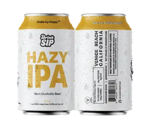 DRINKSIP Hazy IPA Non-Alcoholic Beer Soft Sweet Beverage 12 fl oz Can Wake Up Happy US Made