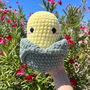 Crocheted Corn Plushie with Removable Stalk - 100% Polyester Yarn