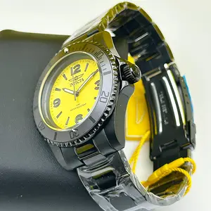 Invicta Men's Pro Diver Black Watch with Yellow Dial — All-Black Stainless Steel Case & Bracelet, Bold High-Contrast Sport Watch — Authentic, New in Box