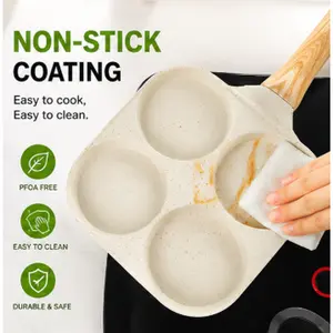 Compact 4-Cup Egg Pan Nonstick Design Ideal for Household Kitchen Induction Cookware