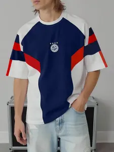 3D Digital Print Geometric Colorblock Short Sleeve Sports Casual Jersey, Fitted Long Clothing, All Seasons Wear, No Ca Prop 65