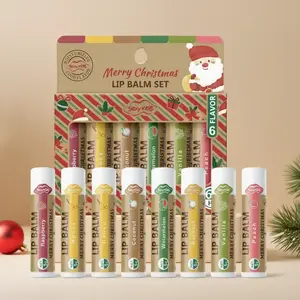 Christmas Theme Gift Set 6pcs Lip Balm 5g, Long-Lasting Moisture, Smooth Lips, Valentine's Day Gift, New Year Gift, Holiday Gifts
