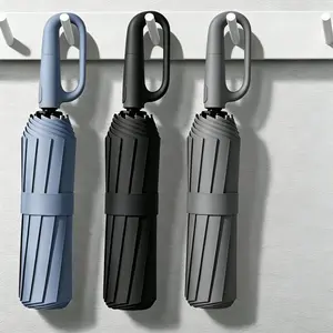 Automatic Folding Umbrella with Loop Buckle, Windproof Waterproof UV Protection Travel Umbrella for Men & Women