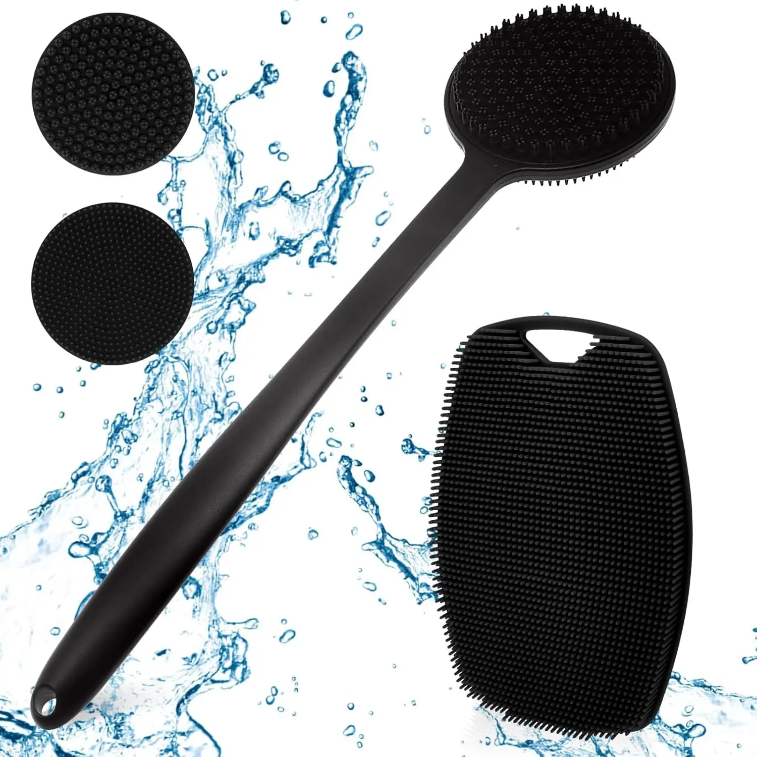2 Pcs Back Scrubber for Shower, New Upgrade Multifunction Exfoliator Body Scrubber for Effective Shower Scrubber for Body, Ergonomic No-Slip Handle and Easier Product Foam Silicone