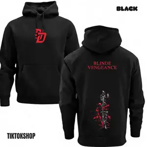 Dark Gothic Graphic Hoodie - Blinde Vengeance, Classic Casual Menswear, Unisex Urban Fashion Pullover, Skull Design, Cotton-Polyester Fabric, Streetwear Top
