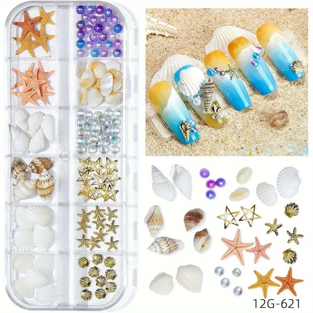 Ocean Series Nail Accessories Natural Shell Slices Abalone Slices Starfish Metal Rivets Pearl Small Stone Accessories
