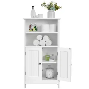 Yaheetech Bathroom Floor Cabinet, Free Standing Cabinet with Double Door and Adjustable Shelf, Side Tall Storage Organizer