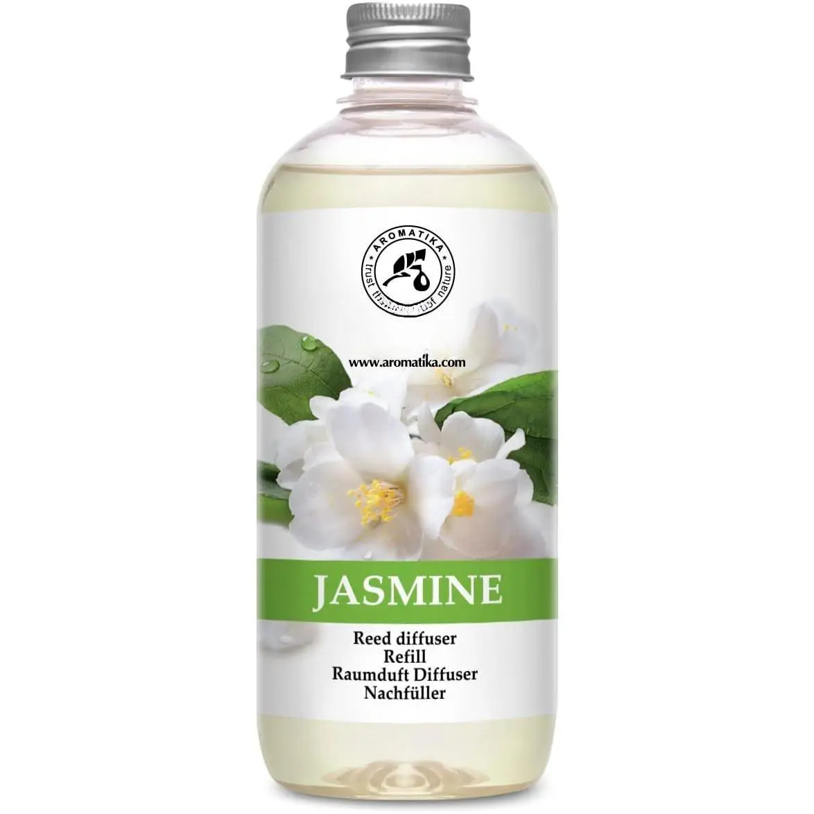 Jasmine Reed Diffuser Refill with Essential Oil, 17 Fl Oz & 20ml - Unisex Home Fragrance Freshener, Soothing Scent, Long-Lasting Aromatherapy Room Filler